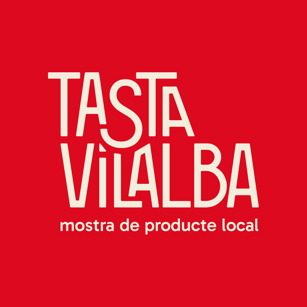 Logo Tasta Vilalba sobre un fons roig