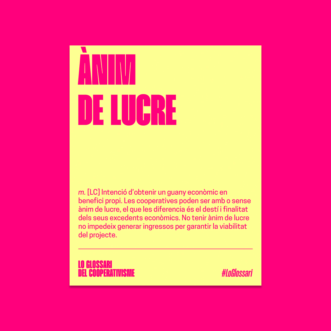 Posts de la campanya per a xarxes socials #LoGlossari sobre un fons magenta